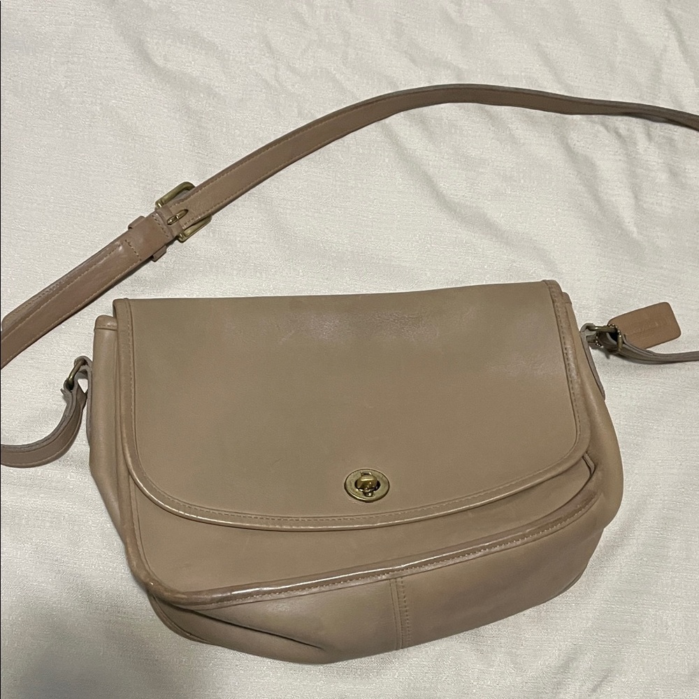 Coach Beige Crossbody Saddle Bag